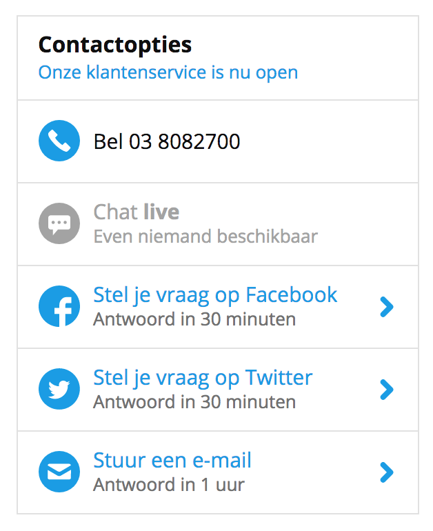 Coolblue.be klantenservice, op zaterdag om 17u00.