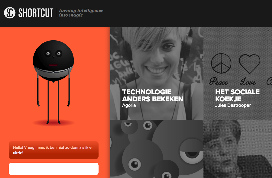 De chatbot van Shortcut.be stuurt de bezoeker in de juiste richting op hun website